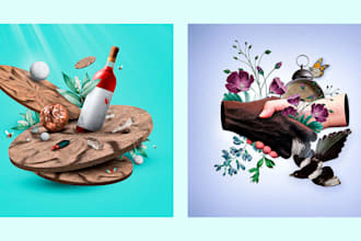 create an exclusive surrealist digital collage artwork