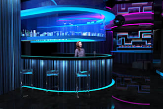do cgi interior design, nightclub, restaurant, bar with 3d rendering