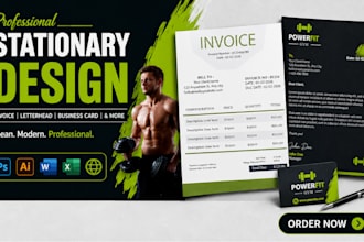 design professional invoice letterhead and flyer stationery