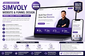 create simvoly website landing page gohighlevel systeme io kajabi funnel design