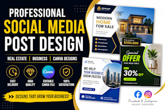 design professional real estate social media posts for fb and ig
