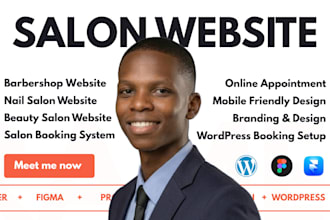 design barbershop website, salon booking wordpress website, nail salon website