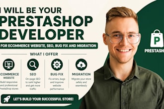 be your prestashop developer for ecommerce website seo bug fix and migration