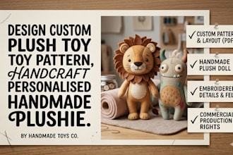 design custom plush toy pattern handcraft personalised handmade plushie