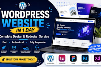 design wordpress website, landing page, fast and responsive layout