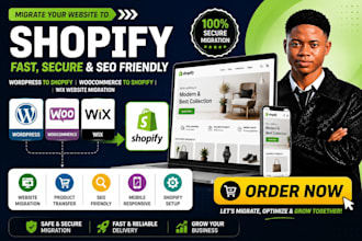 migrate wordpress to shopify woocomerce to shopify or wix website migration
