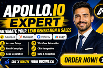 setup apollo io, clay com,  zoho, n8n hubspot CRM, dubsado crm, monday crm
