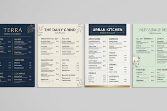 design professional and modern print menus for the restaurants and cafes
