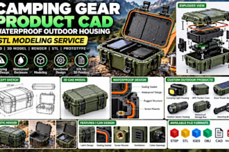 design camping gear cad, waterproof outdoor housing, stl