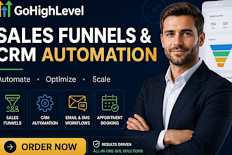 build gohighlevel sales funnels CRM automation workflows