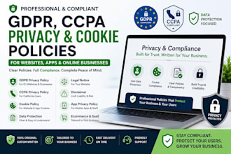 write gdpr, ccpa privacy policy and cookie policy for website
