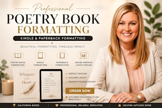 do poetry book formatting, kindle and paperback formatting