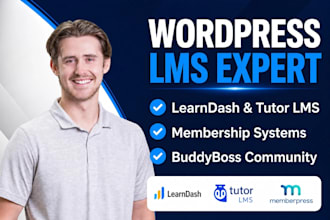 build a professional wordpress lms learndash tutor membership wordpress website