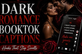 write dark romance booktok captions that hook readers