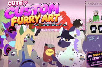 draw cute furry art, anime fursona, anthro oc, and custom manga character