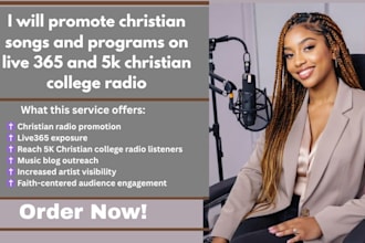 promote christian songs and programs on live365 and 5k christian college radio