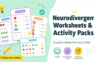 create neurodivergent friendly kids worksheets and activity packs for homeschoo