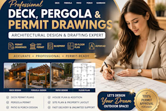 do detailed deck patio pergola drawings floor plans house city permit blueprint