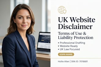 draft a UK website disclaimer terms and conditions of use