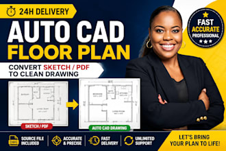 convert sketch or pdf to autocad floor plan drawing