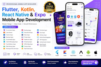 develop flutter, kotlin, react native and expo mobile apps
