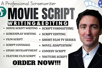 write a professional movie script screenplay and script editing