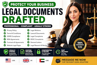 draft tos privacy policy gdpr legal motion lawsuit nda agreement uk usa uae