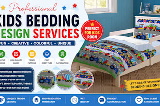 create modern kids bedding designs and textile patterns