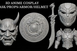 sculpt 3d cosplay anime mask 3d helmet game props cosplay 3d armor for printing