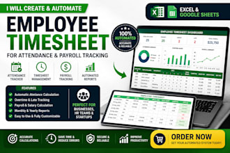 create and automate employee timesheet for attendance and payroll tracking