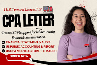 write US CPA letter financial statement CPA audit attestation bank verification