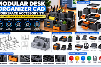 design modular desk organizer cad, stl and workspace accessory