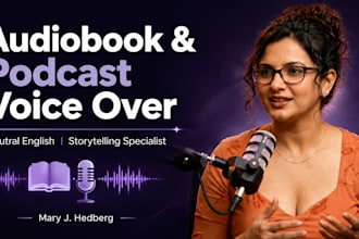 record a neutral english female voice over for your audiobook or podcast intro