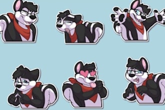 draw furry telegram sticker animated sticker furry ref sheet furry fursona