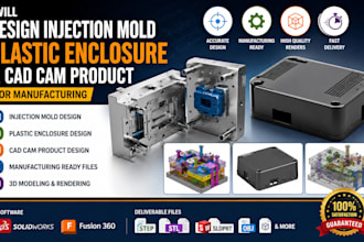 design injection mold plastic enclosure and cad cam product for manufacturing