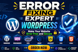 fix wordpress errors, woocommerce bugs, broken website in 30 minutes