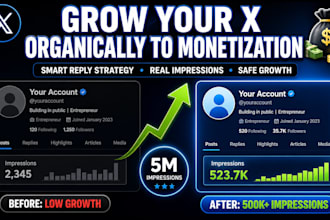 grow your x twitter organically for monetization with reply strategy impression
