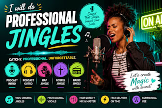 do podcast jingle intro, outro, rap jingle, gospel jingle, podcast radio