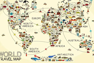 design custom travel map, tourist map and illustrated route map