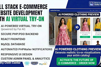 build an ai powered e commerce clothing store using PHP react