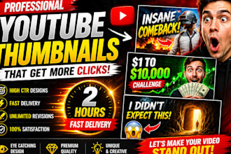 design amazing clickbait youtube thumbnail or miniature fast in 2 hours video