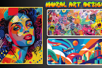 design custom mural wall art, urban pop art, doodle office poster for your space