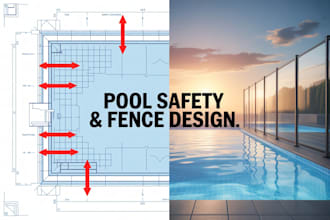 pool area landscape and safety compliant fencing layout