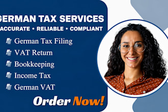 handle german tax filing, vat return, bookkeeping, income tax, german vat