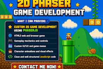 develop 2d HTML5 web and browser games using phaser js