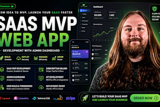 develop saas mvp web app with admin dasboard