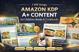 design amazon KDP a plus content for children book and cookbook