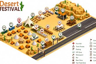 design 3d vector event map, isometric venue layout and site plan
