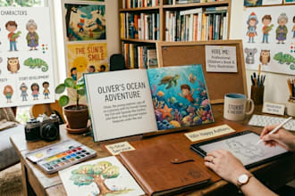 illustrate children story book, picture book illustrator with cover book design