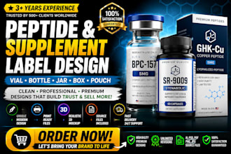 peptide label design 3d mockup product label peptide vial label supplement label